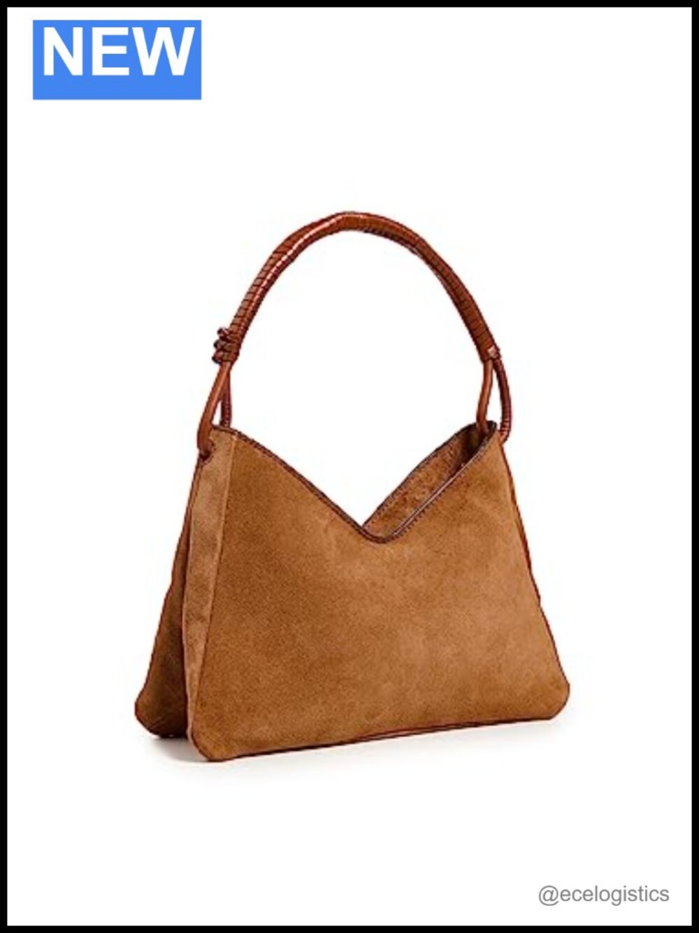STAUD Valerie Shoulder Bag Cow Leather Woven Handles Adjustable Strap